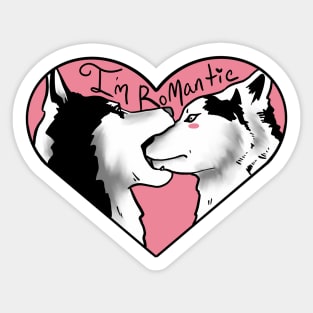 I'm Romantic Husky Love in a Heart Sticker
